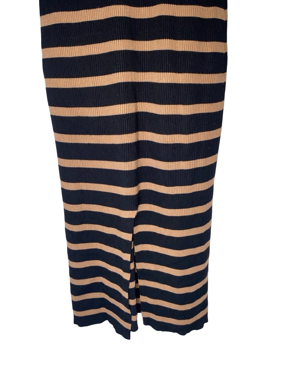 Caroline Constas Striped Ribbed Knit Polo Midi Dress Tan Black size XS - Picture 4 of 6